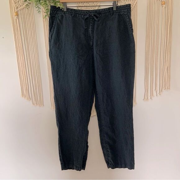 L.L. BEAN Women’s Classic Fit Linen Pants Black Style 294426 - Picture 1 of 15